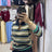 Pull laine rayé à col polo