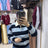 Pull laine rayé col polo